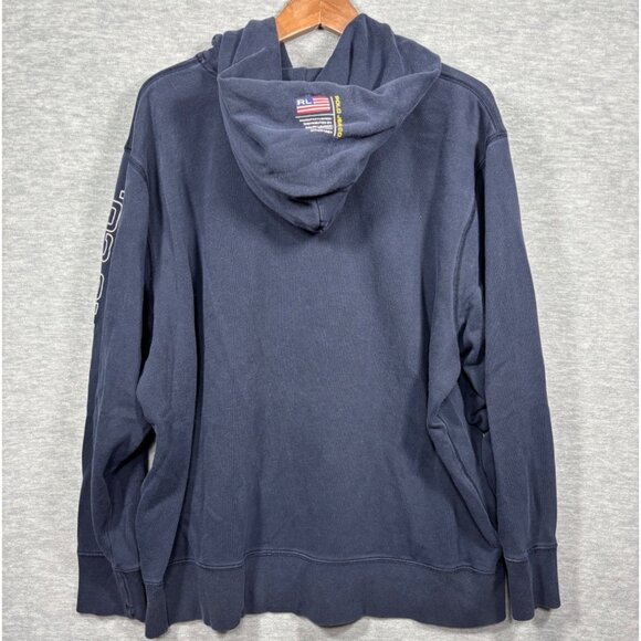 Vtg 90s Ralph Lauren Polo Jeans Mens Hoodie L RL-67 Navy Blue Logo - Picture 6 of 7
